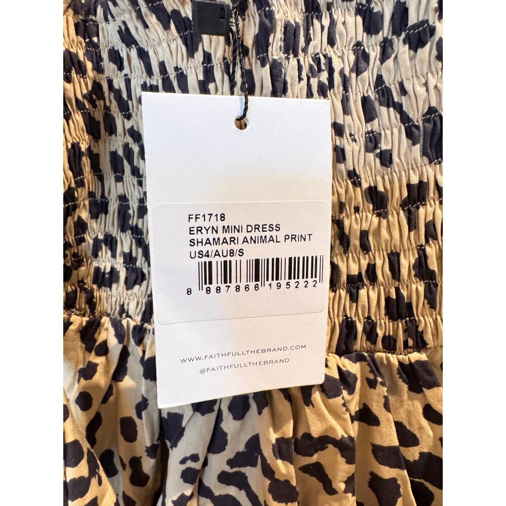 NWT Faithfull the Brand Eryn Mini Dress in Shamari Animal Print Size Small - Picture 6 of 10